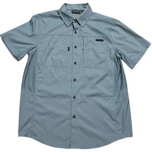 Free Country Men's outdoor casual Short Sleeve Shirt Blue size small button down